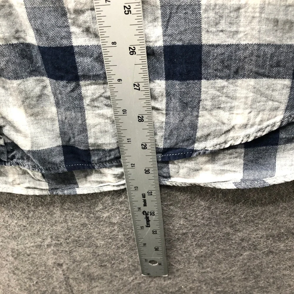 Banana Republic Slim Fit Crinkle Cotton Flannel Shirt Mens XL Blue Plaid